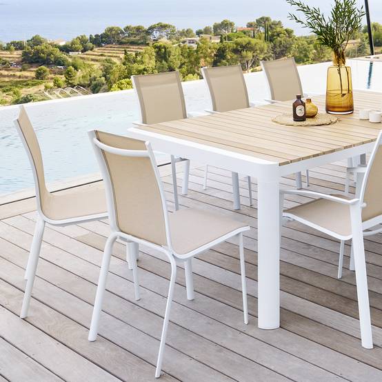 Hesperide - Chaise de jardin empilable "Axant" lin & blanc en aluminium traité époxy Hespéride - Image 1