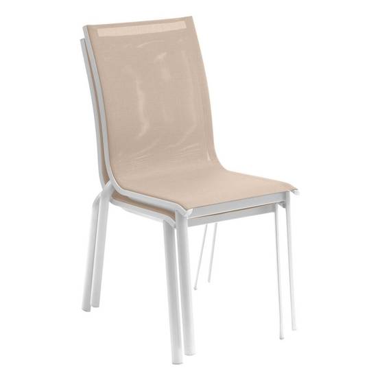 Hesperide - Chaise de jardin empilable "Axant" lin & blanc en aluminium traité époxy Hespéride - Image 3