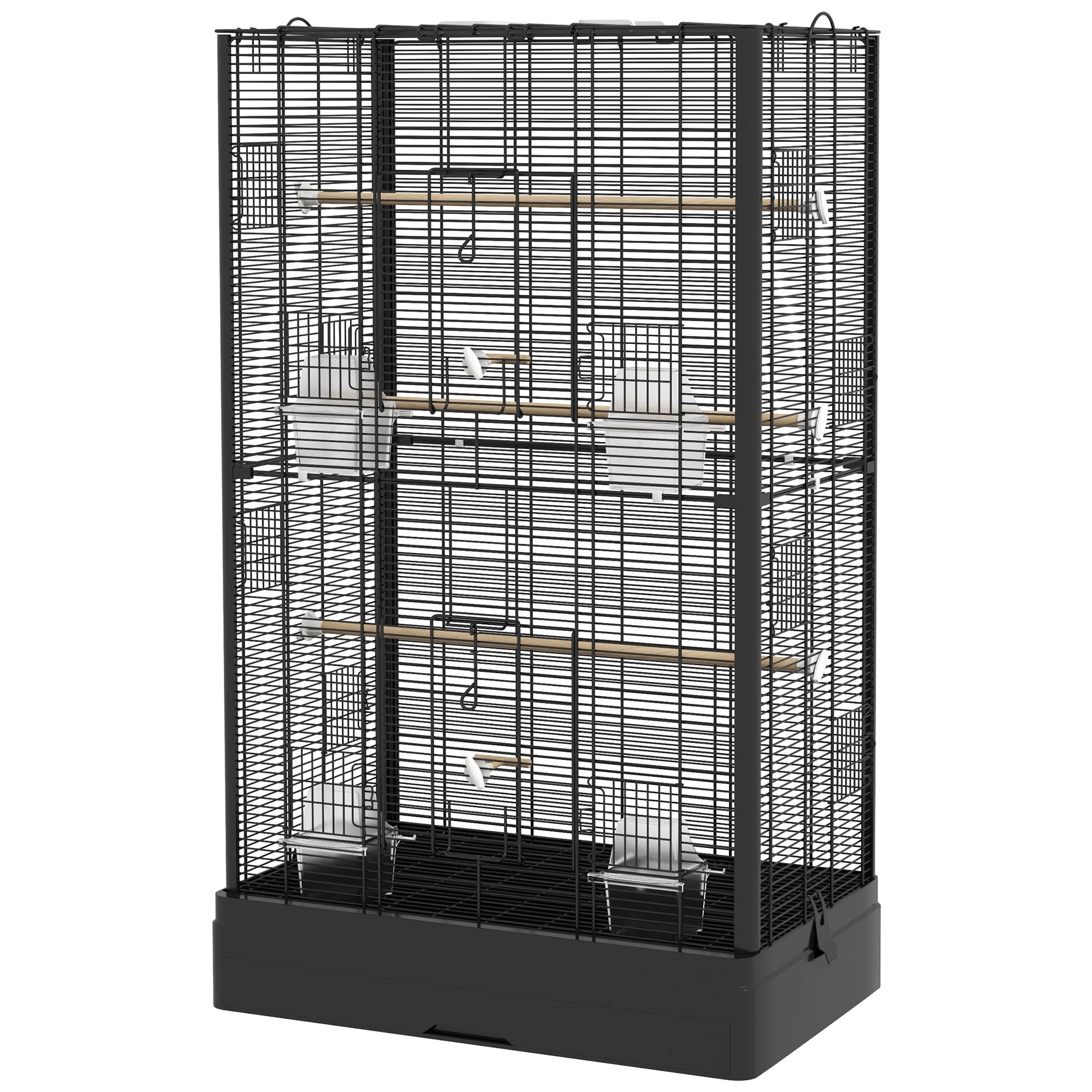 Cage à oiseaux métal noir 61 x 36.5 x 98 cm - PANGIVO - Image 2