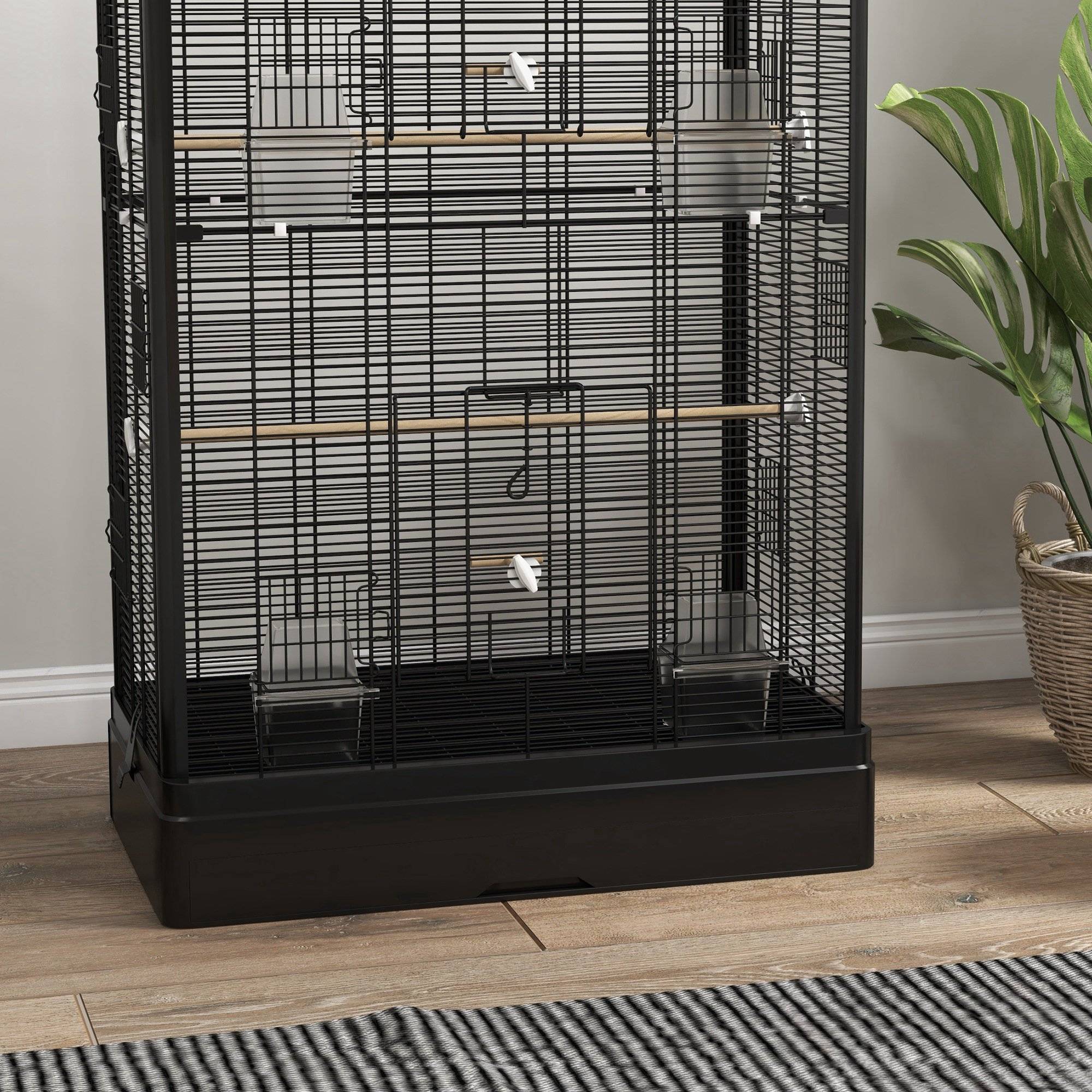 Cage à oiseaux métal noir 61 x 36.5 x 98 cm - PANGIVO - Image 10