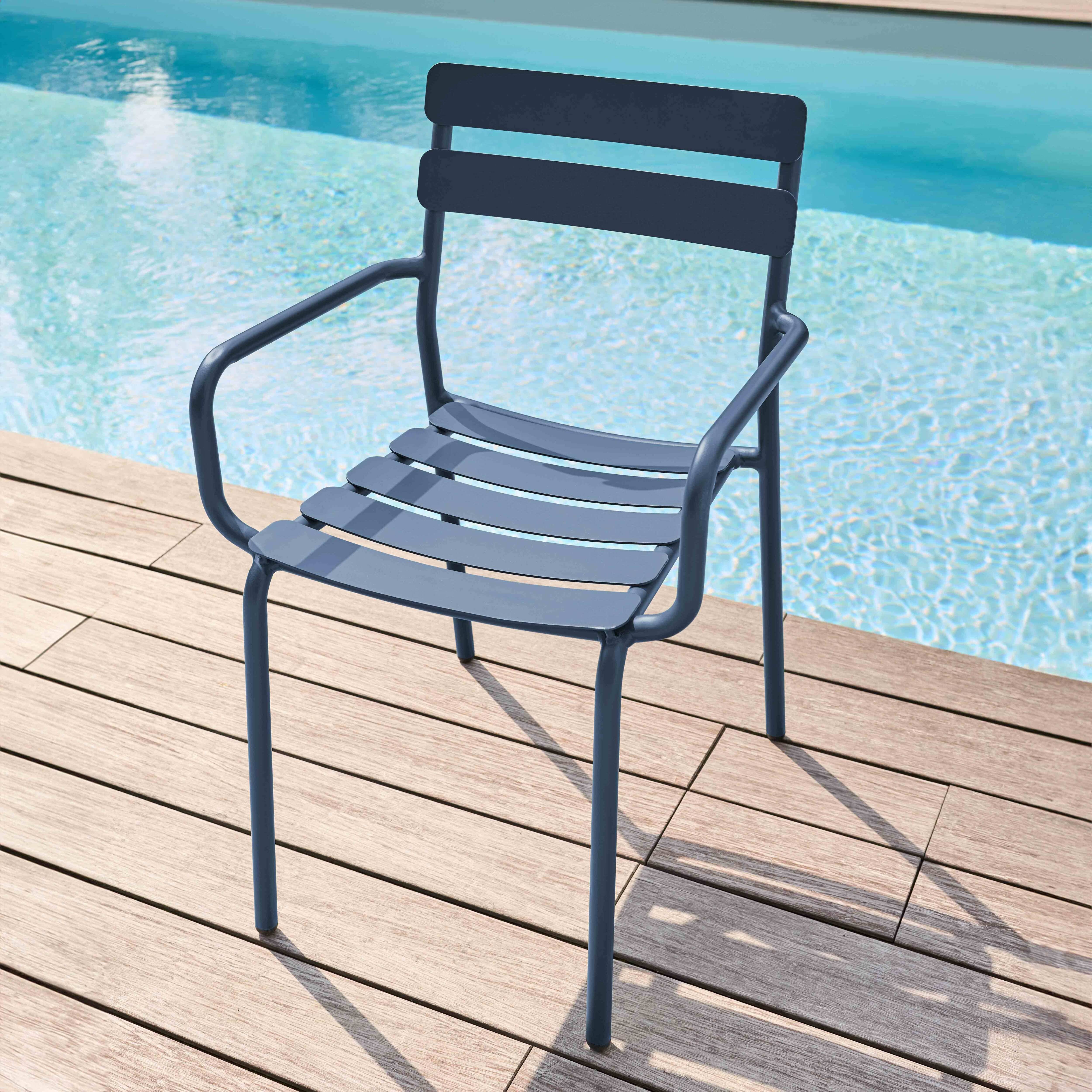 Oviala - Fauteuil de terrasse en aluminium bleu foncé Almada - Oviala - Imagen 2