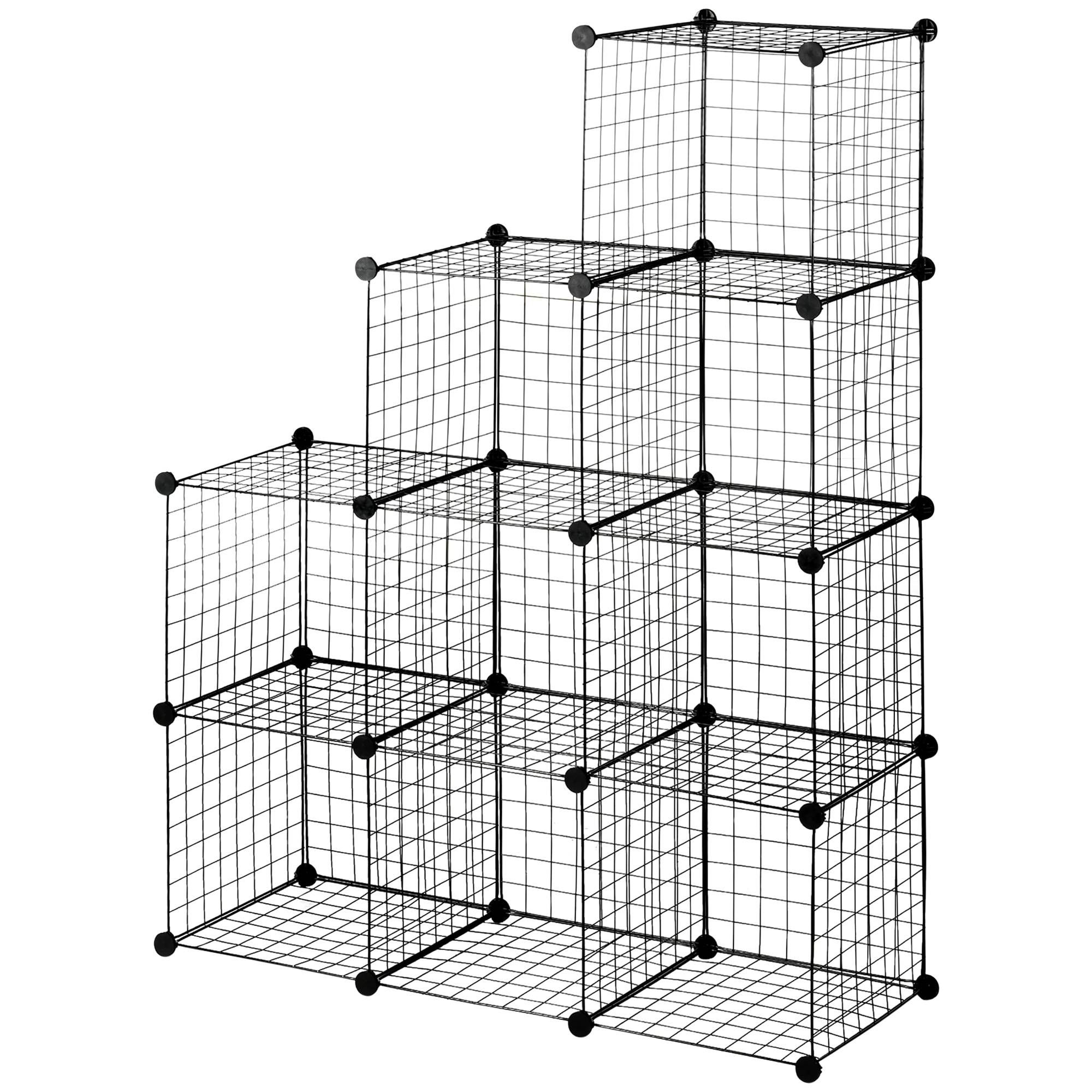 Étagère modulaire, étagère à chaussures, 9 cubes, design modulaire, acier, noir, 35 x 35 x 35 cm par cube - Image 2