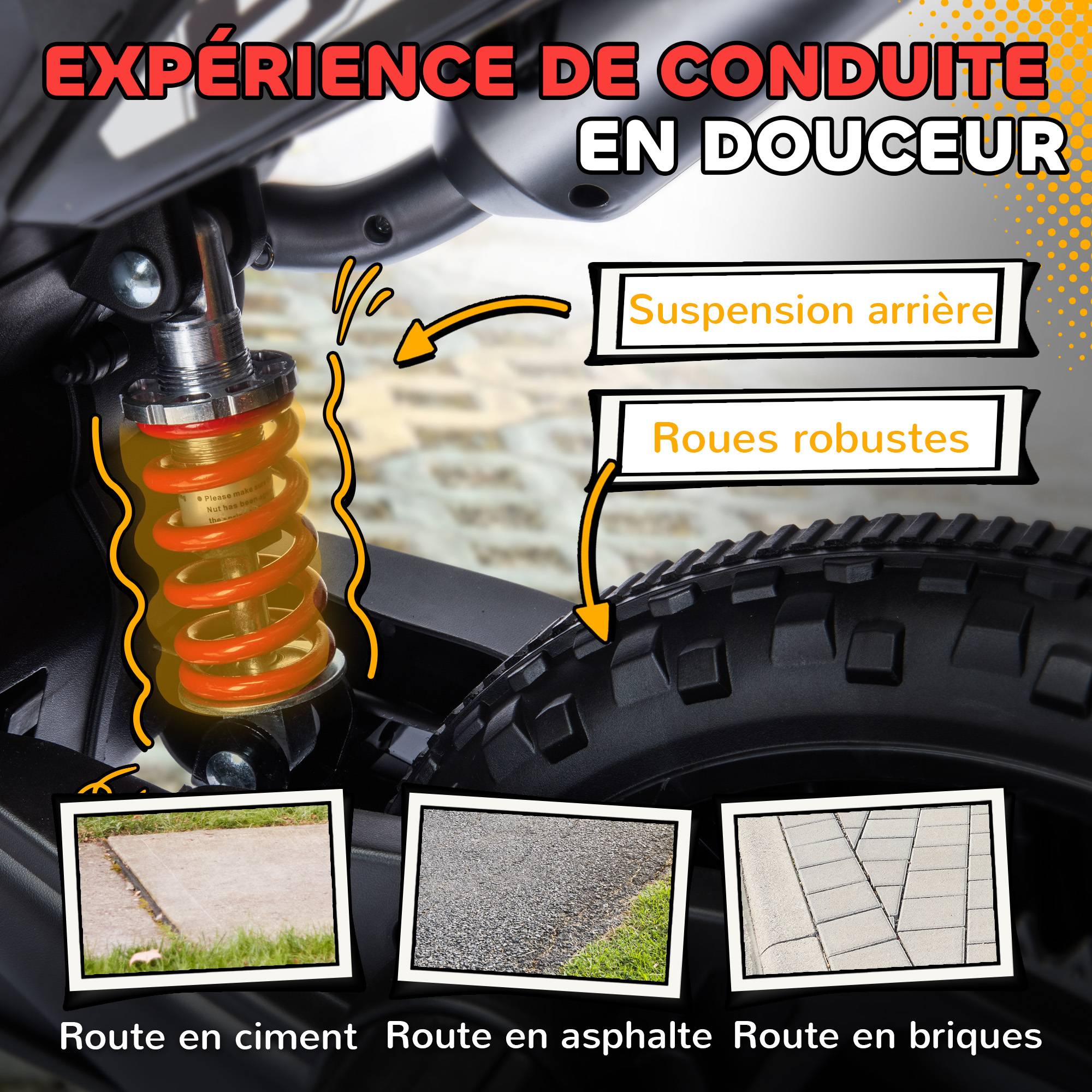 Moto électrique enfants sous licence Aprilia avec 2 moteurs 12V, roues d'entraînement, lumière LED, musique - rouge - Image 9