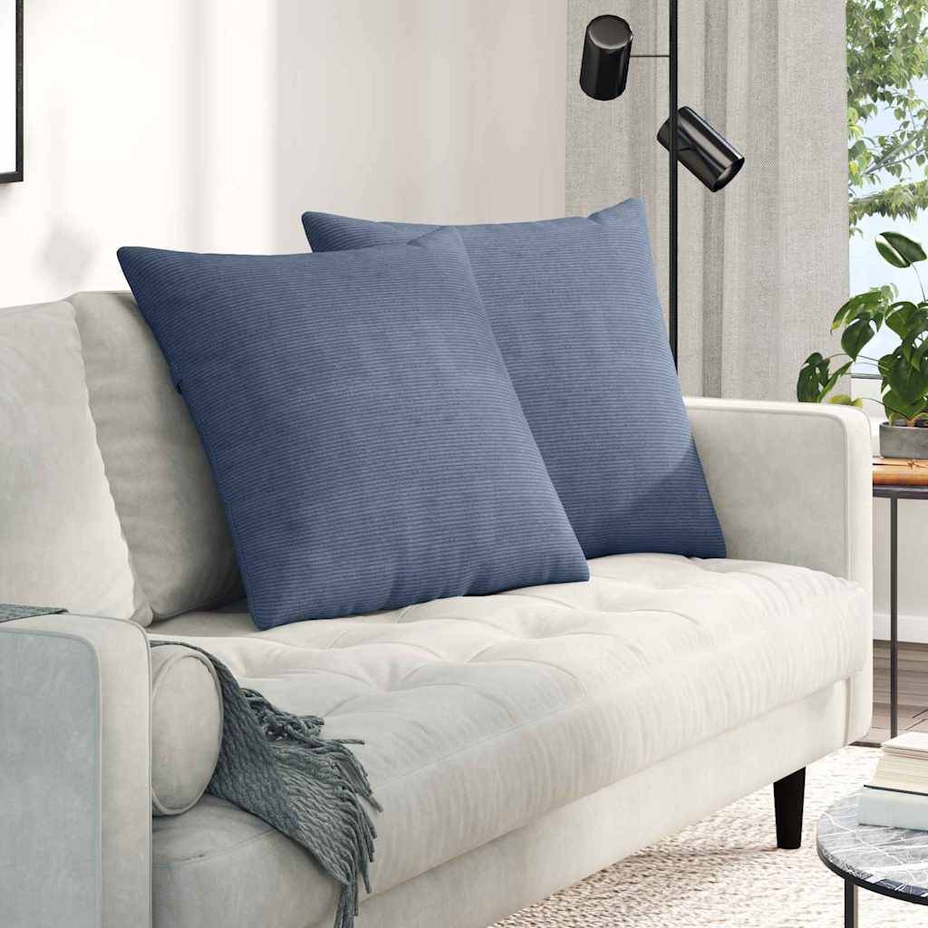 ComfortXL - Lot de 2 Coussins de Canapé Velours Côtelé Texturé Housses Amovibles pour Salon et Bureau Bleu 80x80 cm – ComfortXL Outdoor Living