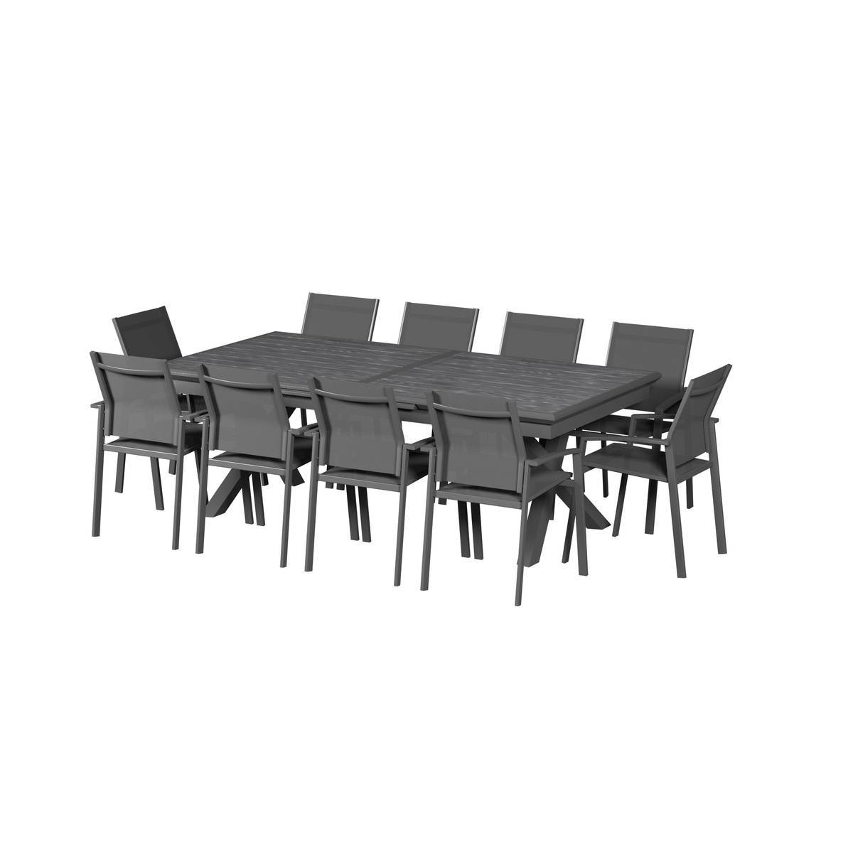 Hesperide - Table de jardin extensible "Axiome" ardoise granitée 12 places en aluminium traité époxy - Hespéride - Imagen 5