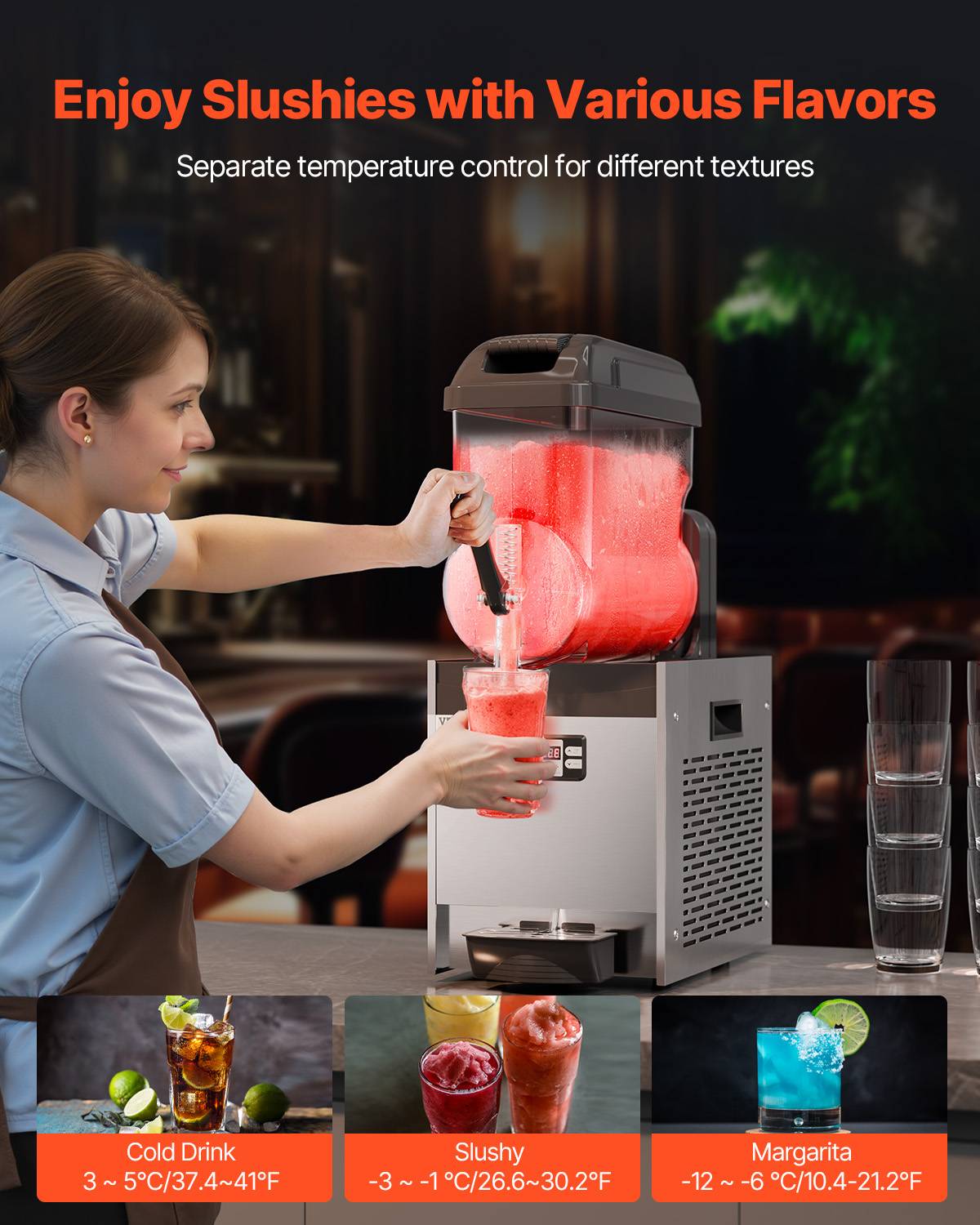 VEVOR Machine à granite commerciale 12L, inox 48 tasses, pour restaurants/cafés/bars. - Image 3