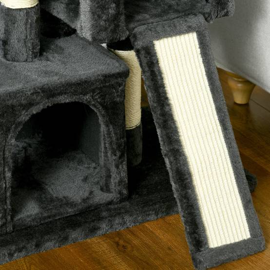 Arbre à chat PawHut 83 cm, poteau à griffer en sisal, tour d'escalade pour petits chats, gris foncé - Image 10