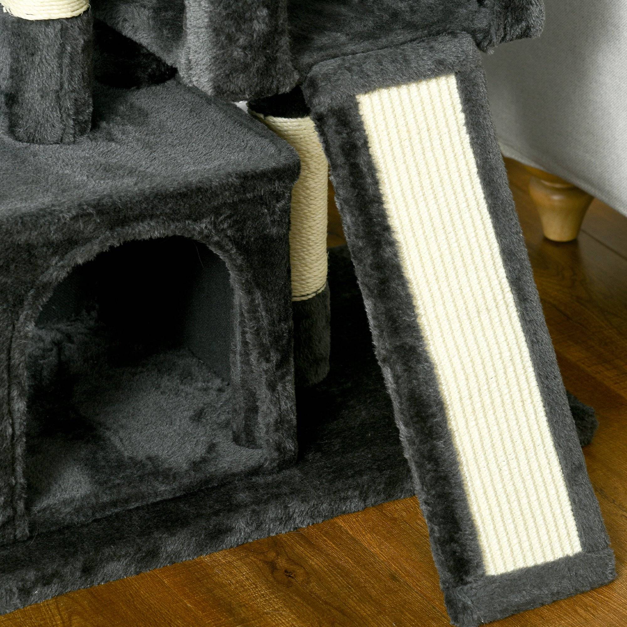 Arbre à chat PawHut 83 cm, poteau à griffer en sisal, tour d'escalade pour petits chats, gris foncé - Image 10