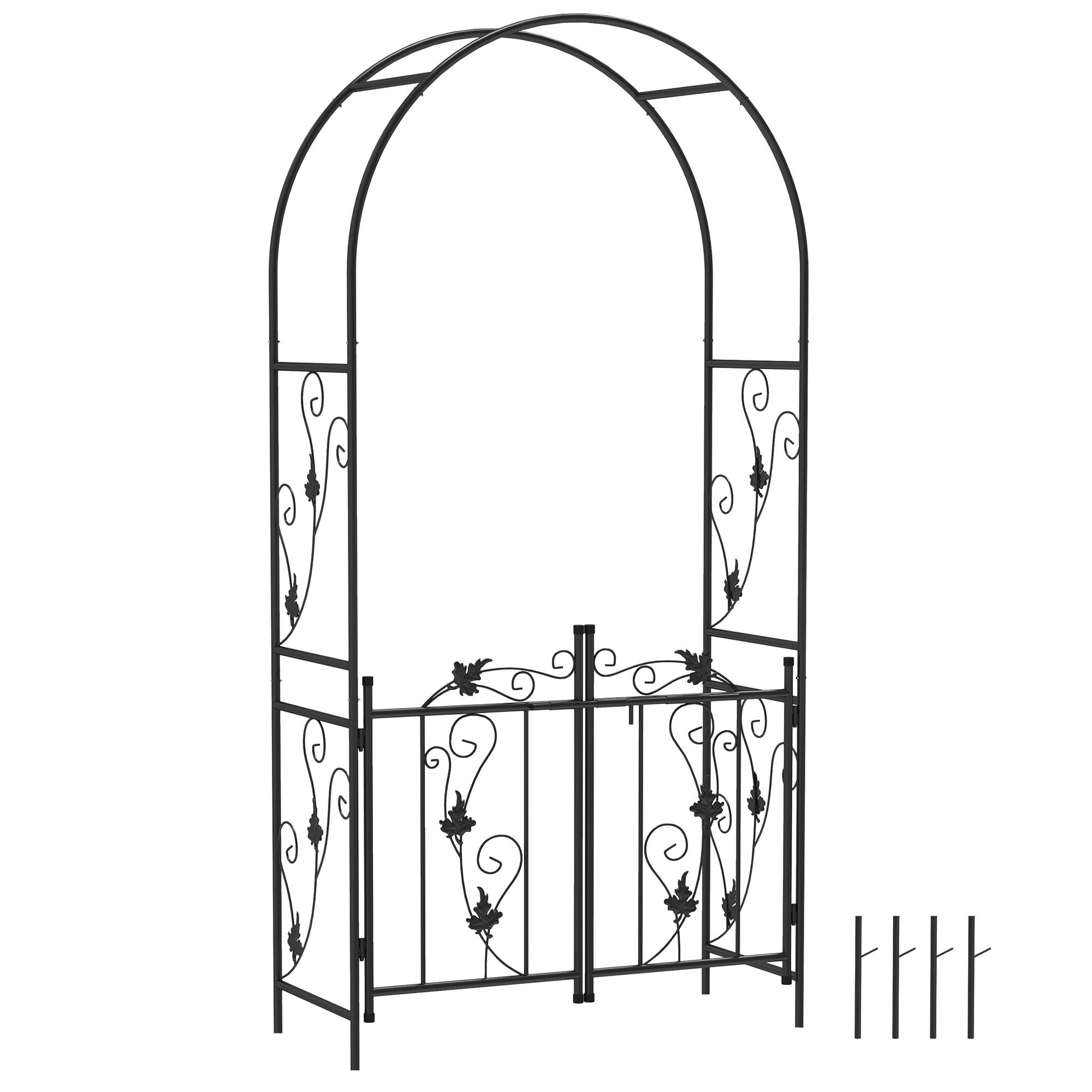 Arche de jardin avec double porte acier noir 107 x 45 x 217 cm - PANGIVO - Image 1