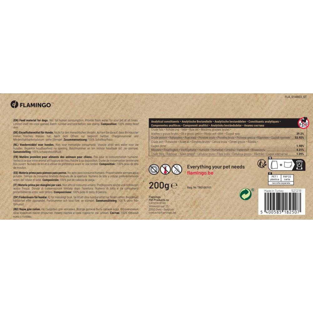 Friandises Nature Peau de tête d'agneau 200 g pour chien - Imagen 3