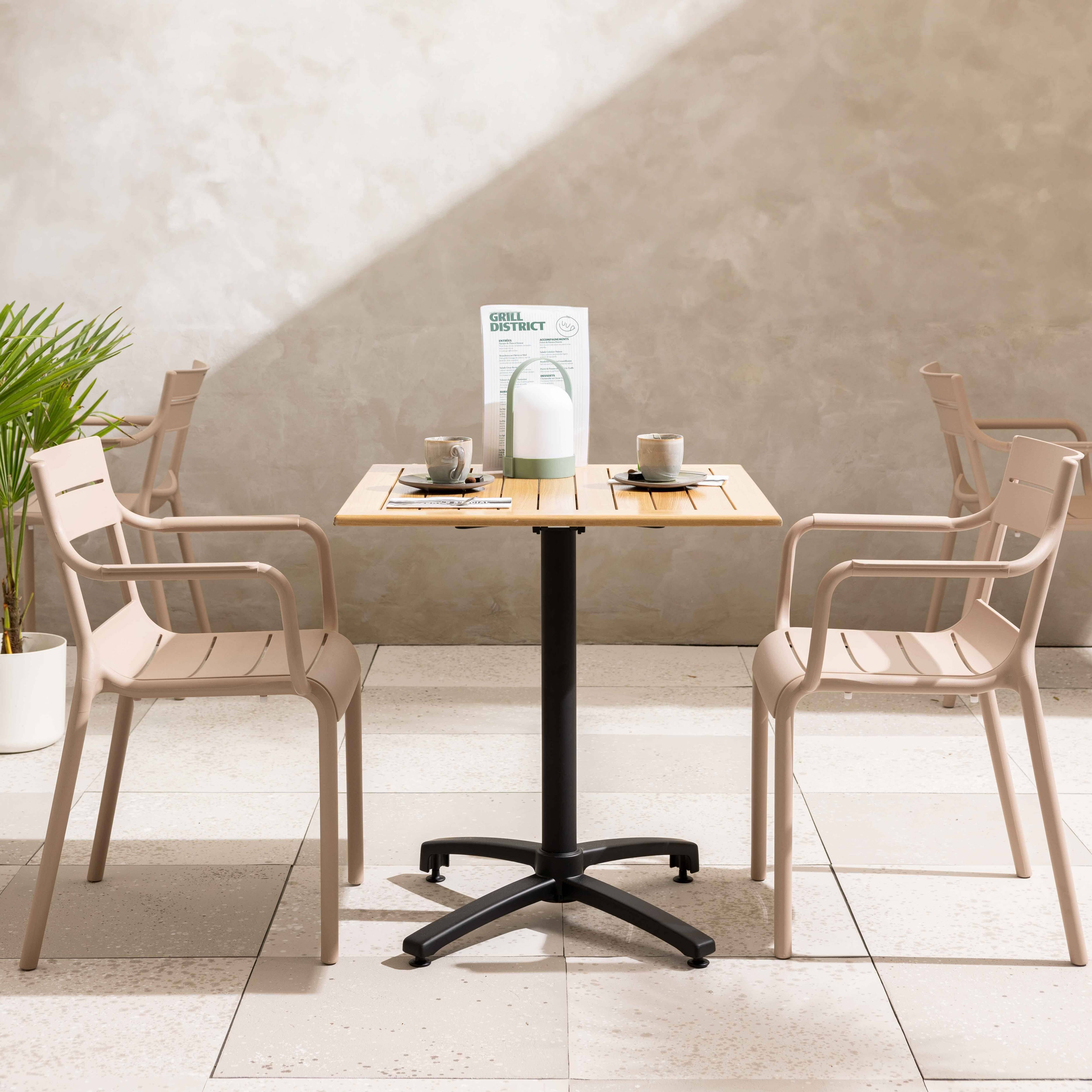 Oviala - Lot de 4 fauteuils de terrasse en plastique beige Paname - Oviala - Image 2