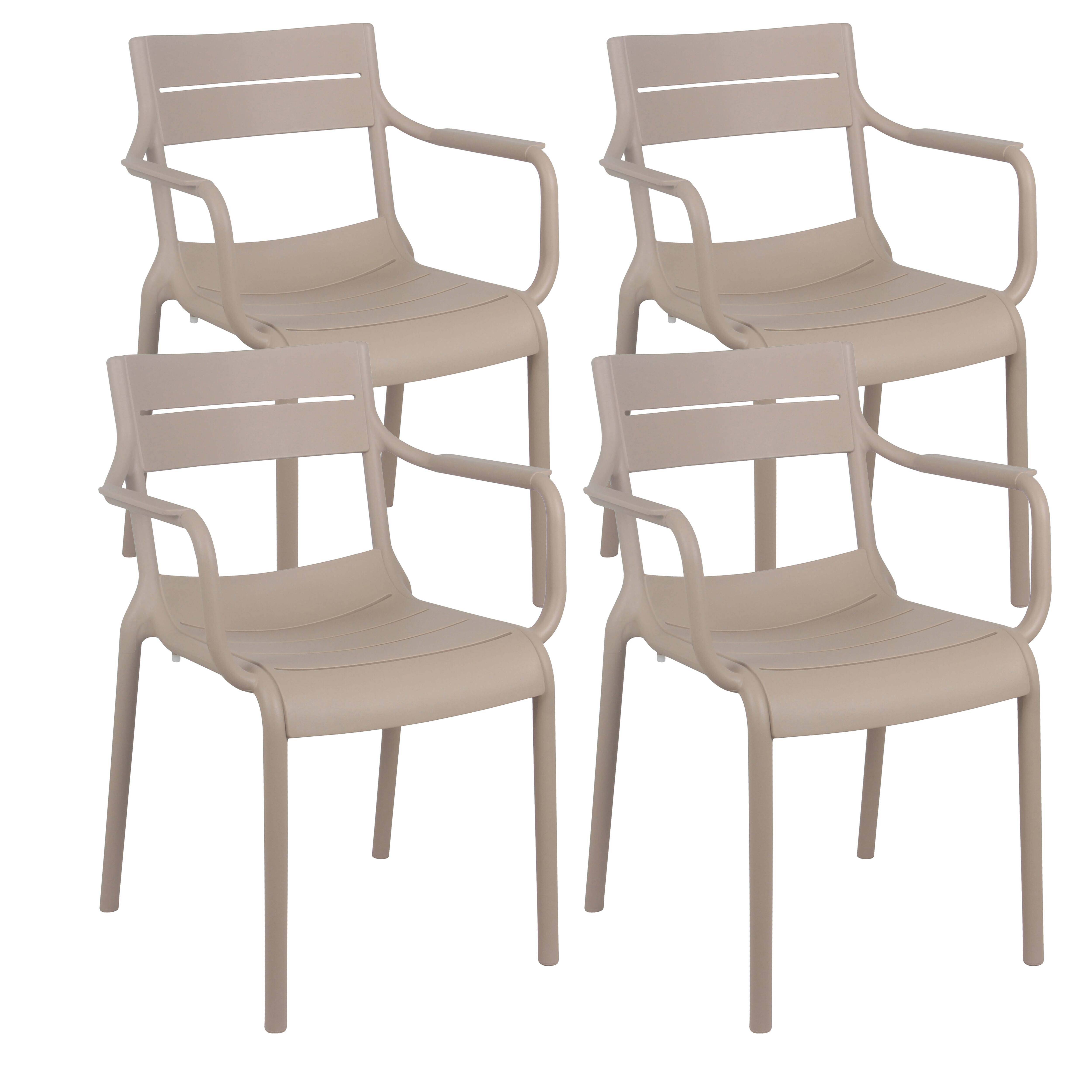 Oviala - Lot de 4 fauteuils de terrasse en plastique beige Paname - Oviala - Image 1