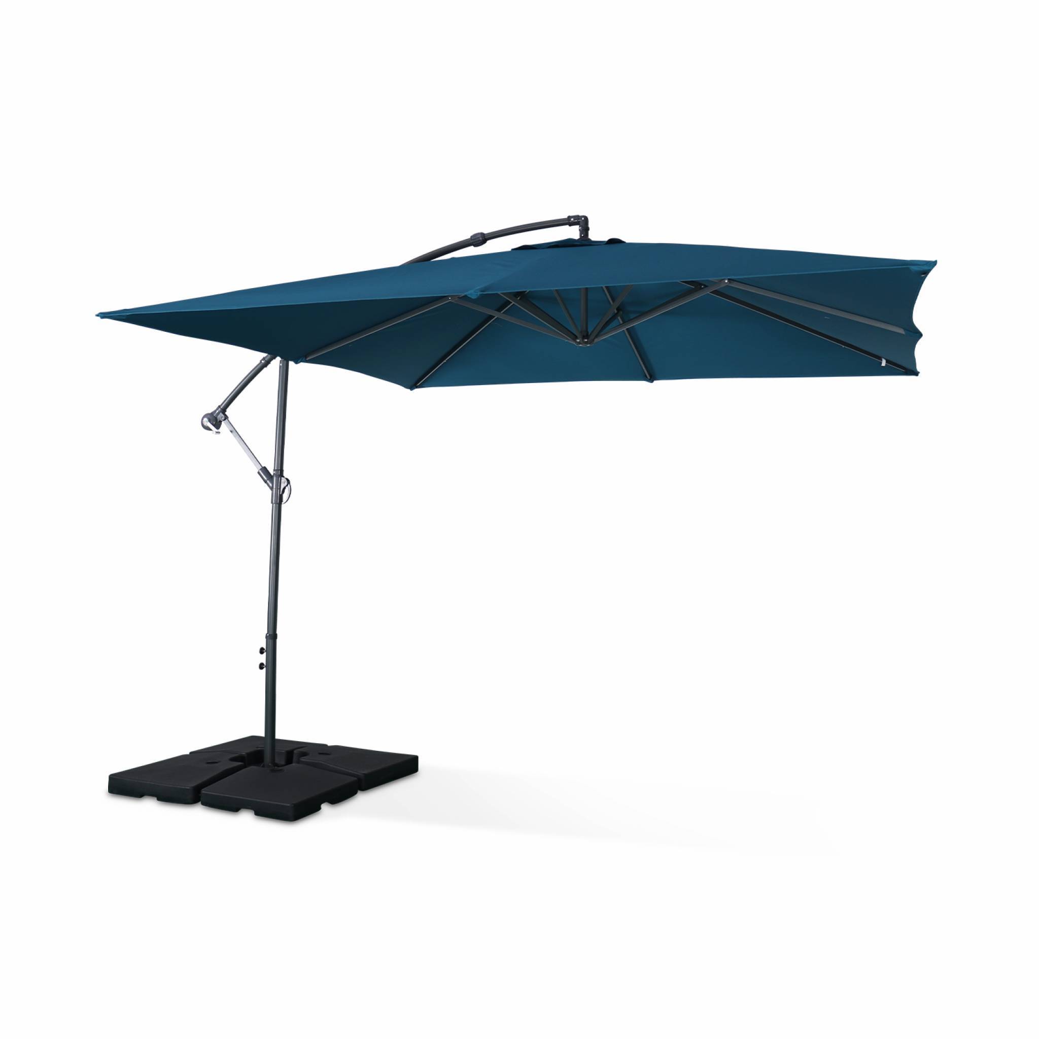 Parasol déporté carré 3x3m - Hardelot 3x3m - Bleu canard - Manivelle anti-retour | Toile déperlante | Facile à utiliser | sweeek - Image 3