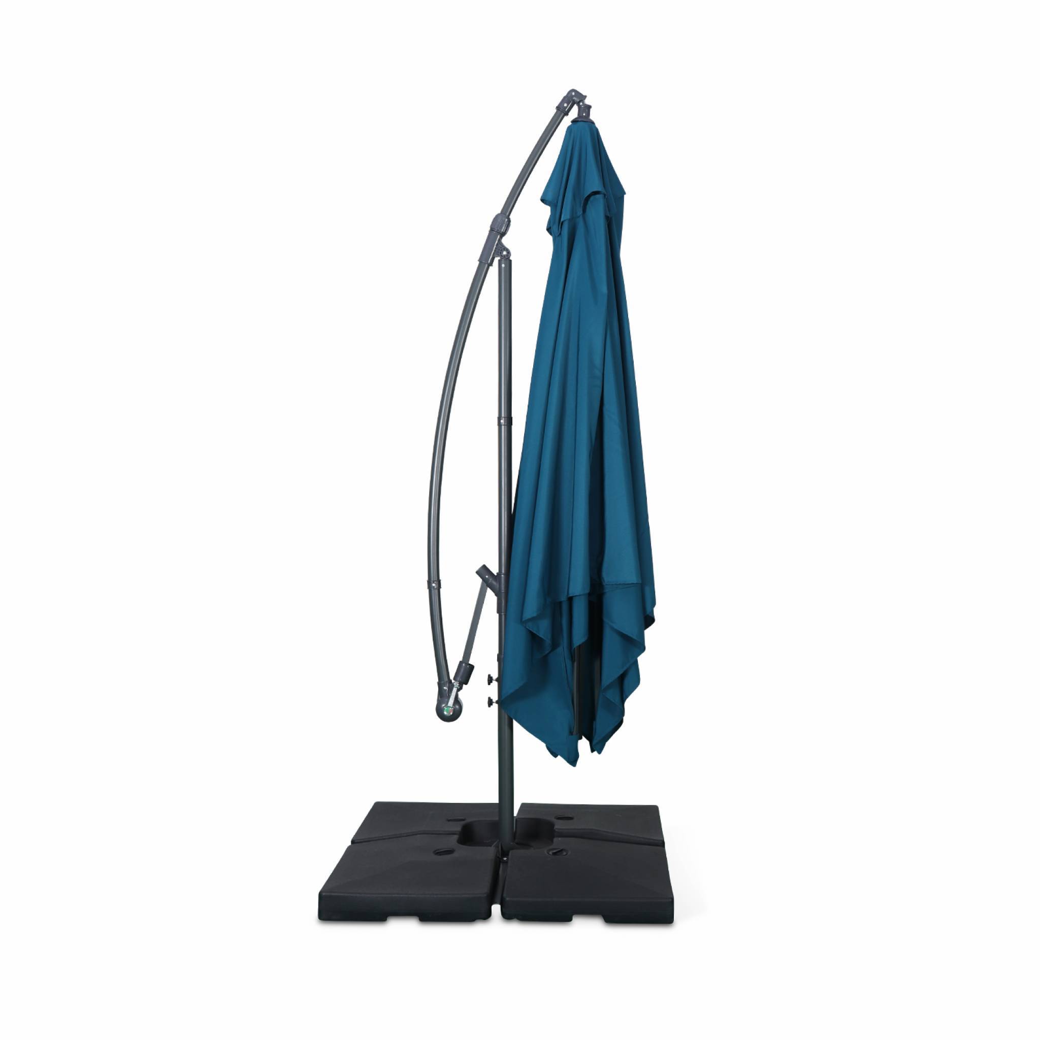 Parasol déporté carré 3x3m - Hardelot 3x3m - Bleu canard - Manivelle anti-retour | Toile déperlante | Facile à utiliser | sweeek - Image 4