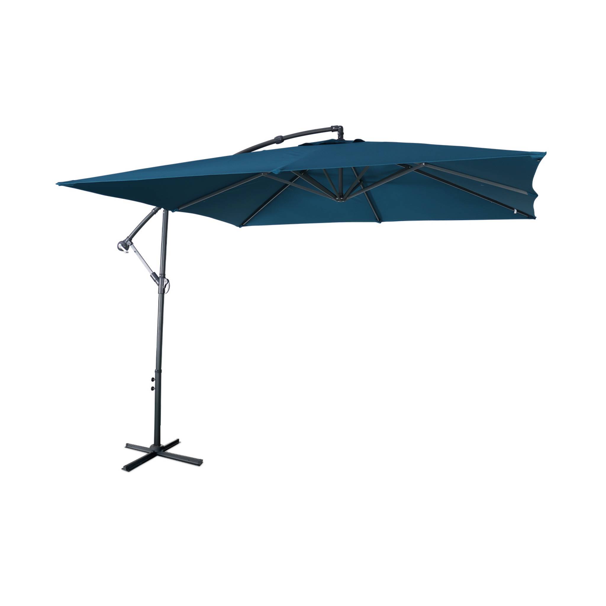 Parasol déporté carré 3x3m - Hardelot 3x3m - Bleu canard - Manivelle anti-retour | Toile déperlante | Facile à utiliser | sweeek - Image 2