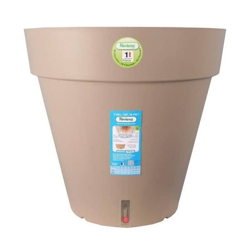 Riviera - Riviera Pot De Fleurs Loft Avec Reserve Deau - Rond - O 60 X H 55 Cm - Taupe - Imagen 4