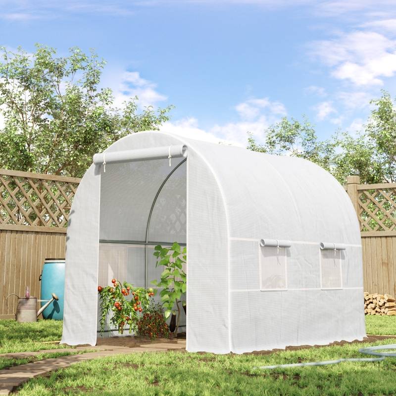 ComfortXL - Serre tunnel de jardin PE 140 g/m² 245 x 200 x 200 cm blanc 5 m² 4 fenêtres - ComfortXL Outdoor Living - Image 1