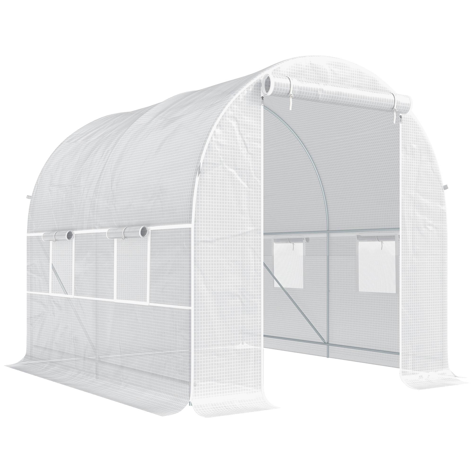 ComfortXL - Serre tunnel de jardin PE 140 g/m² 245 x 200 x 200 cm blanc 5 m² 4 fenêtres - ComfortXL Outdoor Living - Image 2