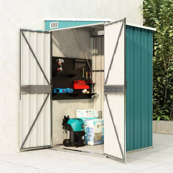 Abri de jardin 1.18m² - Cabane de jardin - Remise de jardin murale Vert 118x100x178 cm Acier galvanisé MAISON CHIC - Image 2