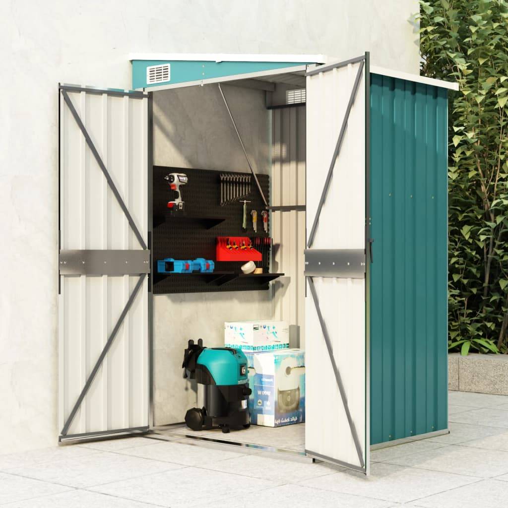 Abri de jardin 1.18m² - Cabane de jardin - Remise de jardin murale Vert 118x100x178 cm Acier galvanisé MAISON CHIC - Image 2