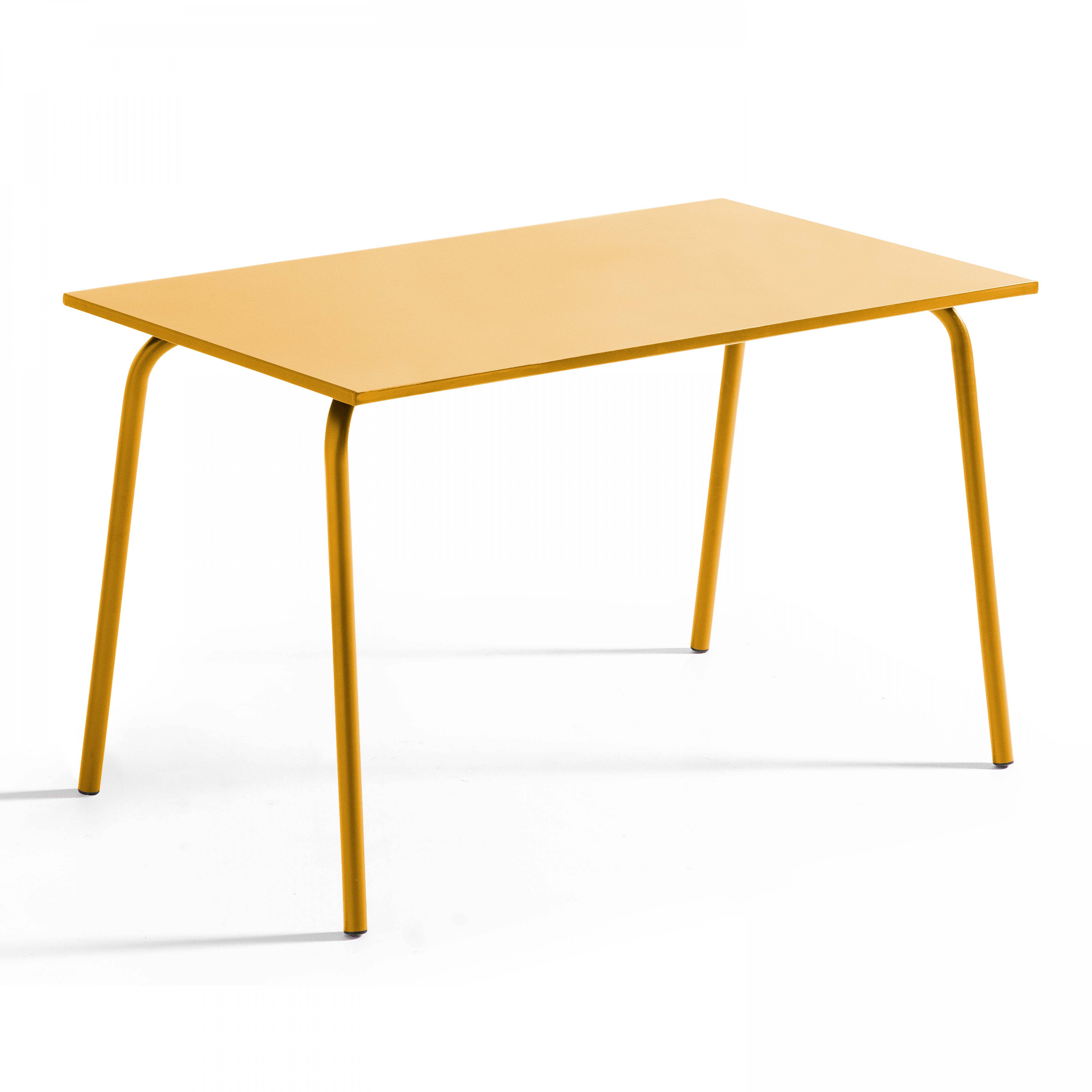 Oviala - Ensemble table de jardin en métal et 4 chaises jaune Palavas - Oviala - Imagen 4