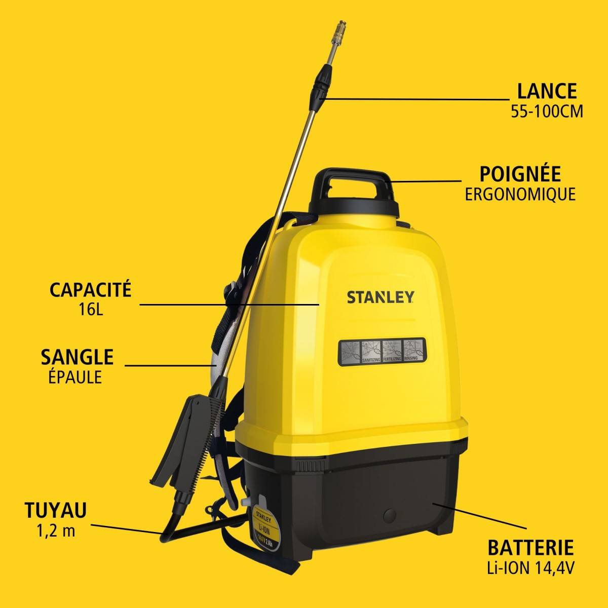 stanley - Pulvérisateur Electrique 16L, Batterie Lithium 14.4 V / 2.0 Ah - Pulvérisateur Jardin Végétaux + Lance Télescopique STANLEY - Image 2