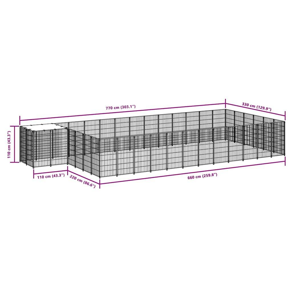 Vidaxl - Chenil Noir 22,99 m² Acier vidaXL 3082216 - Imagen 3