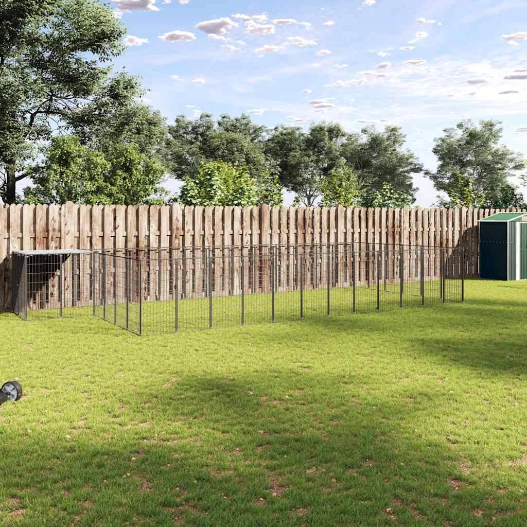 Vidaxl - Chenil Noir 22,99 m² Acier vidaXL 3082216 - Imagen 1