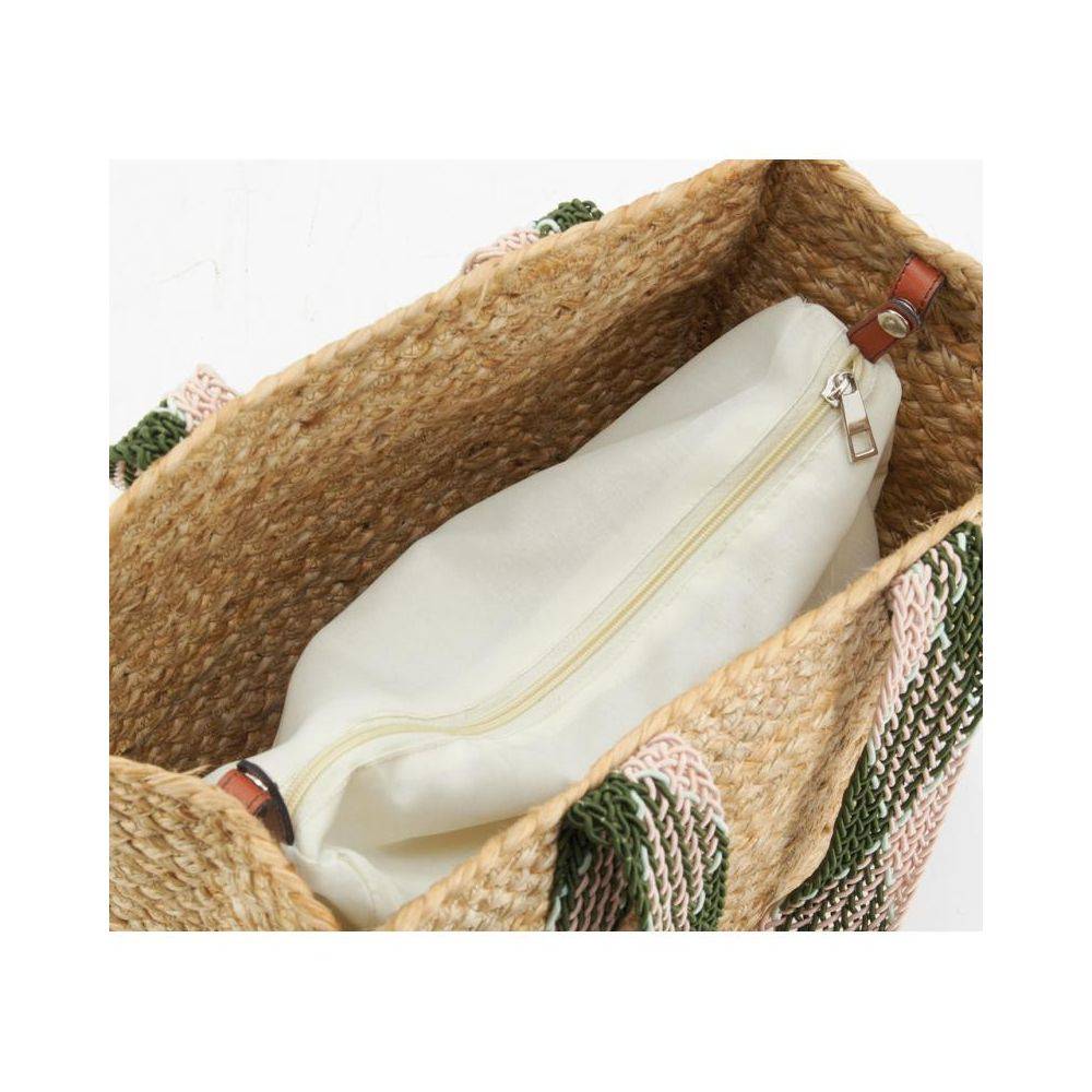 Aubry Gaspard - Sac en jute rectangulaire et poche en coton kaki Aubry Gaspard - Imagen 4
