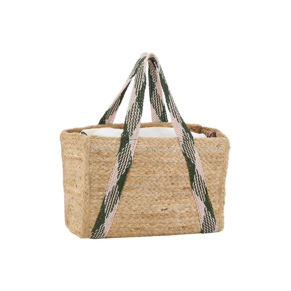 Aubry Gaspard - Sac en jute rectangulaire et poche en coton kaki Aubry Gaspard - Imagen 1
