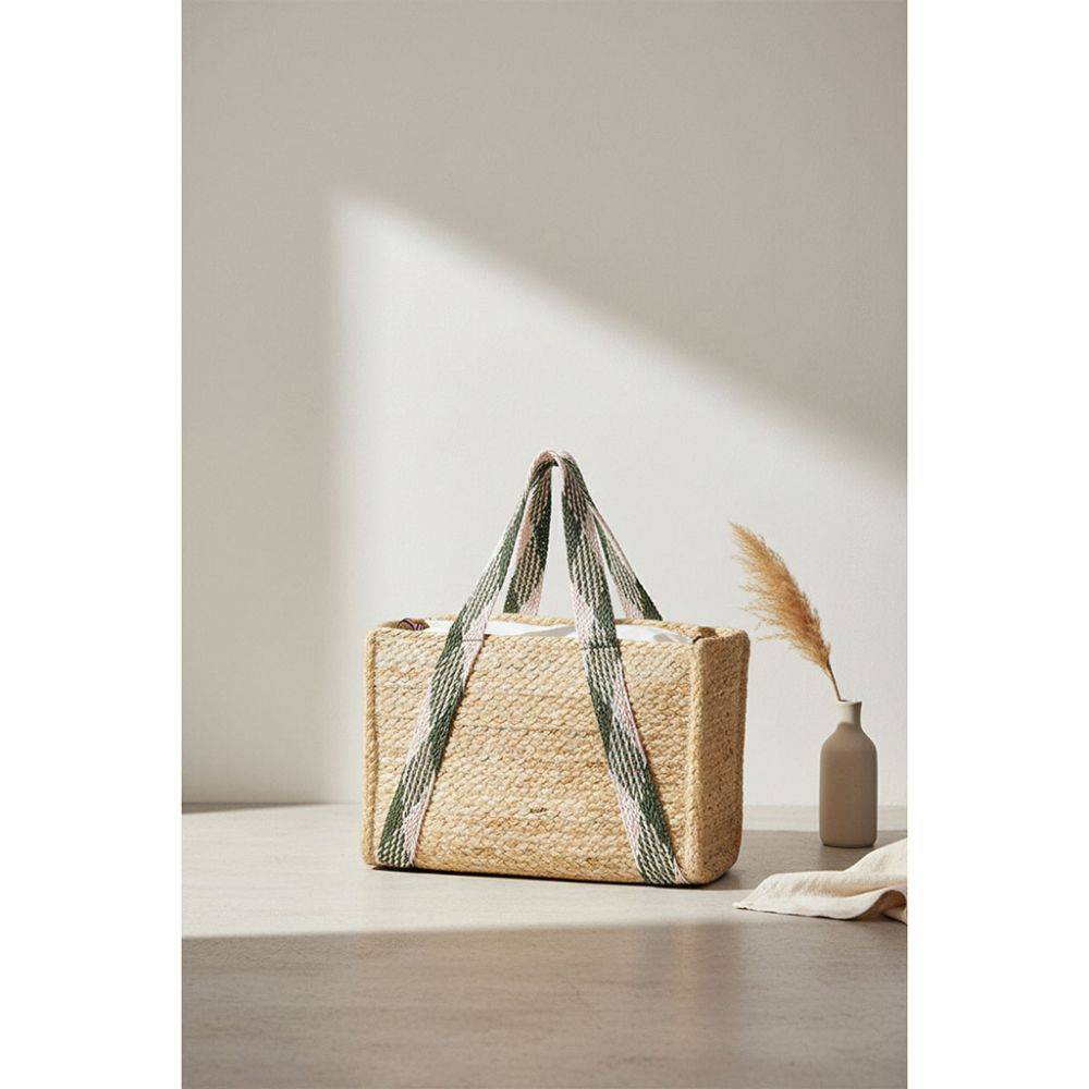 Aubry Gaspard - Sac en jute rectangulaire et poche en coton kaki Aubry Gaspard - Imagen 2
