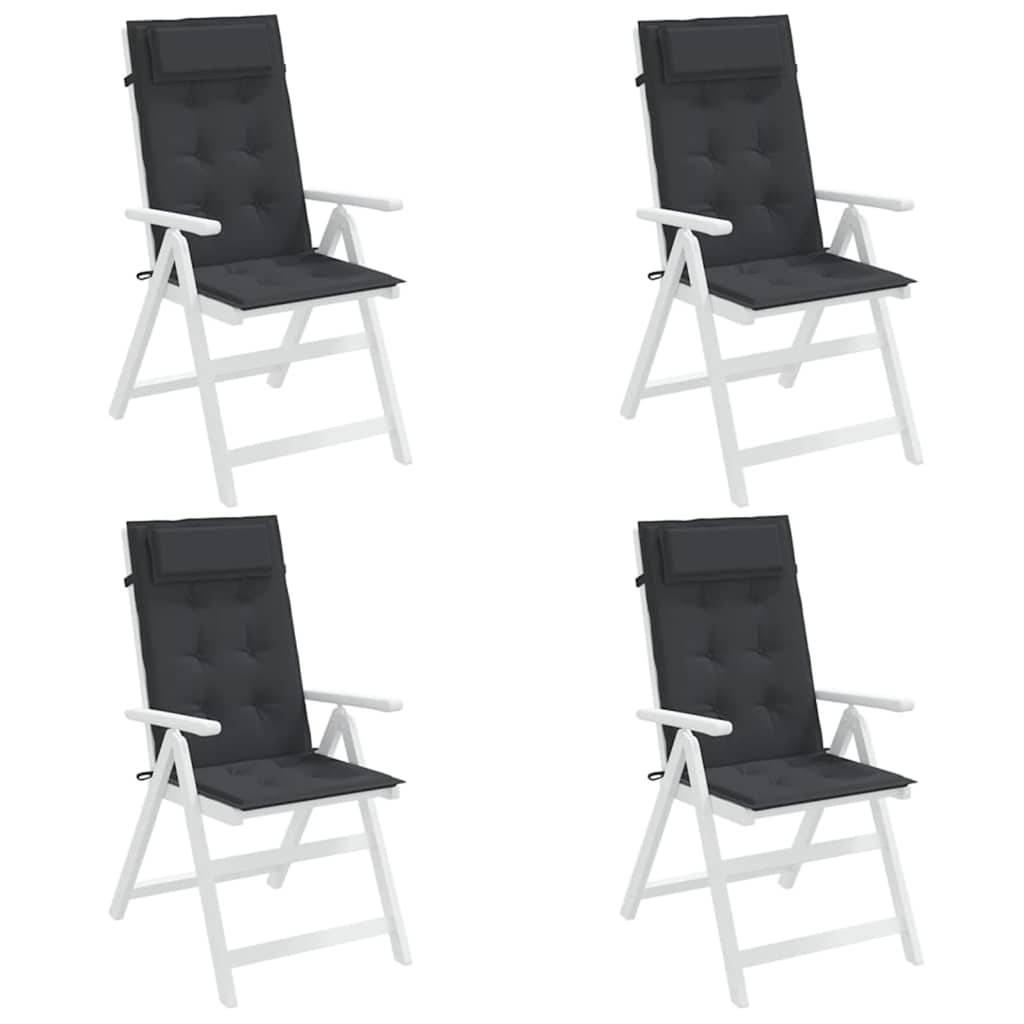 Lot de 4 coussins de chaise à dossier haut tissu Oxford noir 120 x 50 x 3 cm - PANGIVO - Image 4