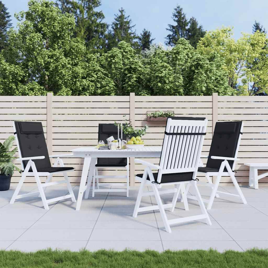 Lot de 4 coussins de chaise à dossier haut tissu Oxford noir 120 x 50 x 3 cm - PANGIVO - Image 1