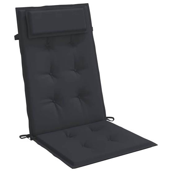 Lot de 4 coussins de chaise à dossier haut tissu Oxford noir 120 x 50 x 3 cm - PANGIVO - Image 5
