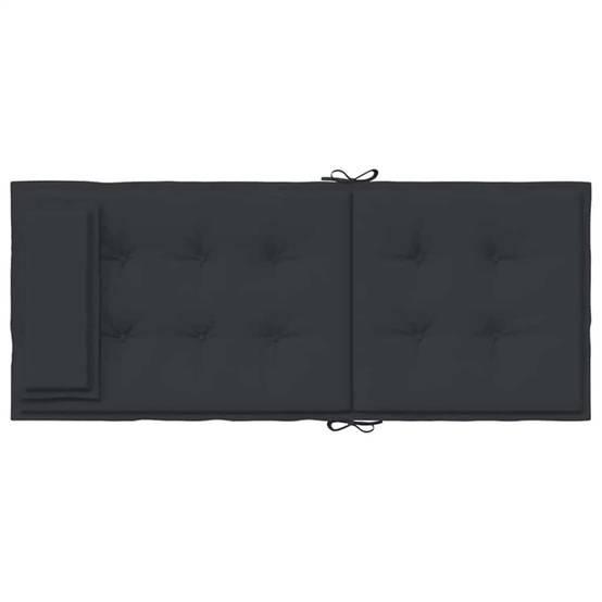 Lot de 4 coussins de chaise à dossier haut tissu Oxford noir 120 x 50 x 3 cm - PANGIVO - Image 7