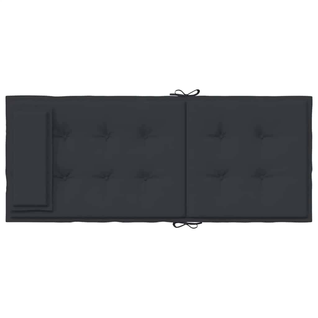 Lot de 4 coussins de chaise à dossier haut tissu Oxford noir 120 x 50 x 3 cm - PANGIVO - Image 7