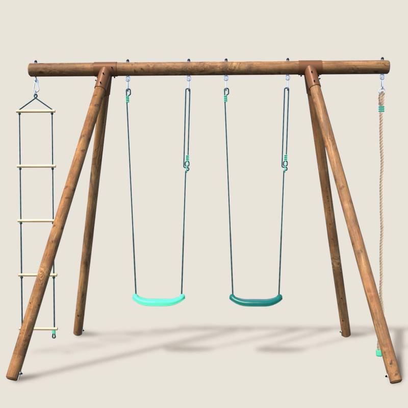 Soulet - Portique en bois rond 4 agrès avec corde et échelle ERNEST - Imagen 2