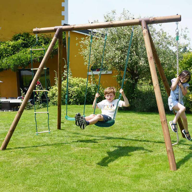 Soulet - Portique en bois rond 4 agrès avec corde et échelle ERNEST - Imagen 3