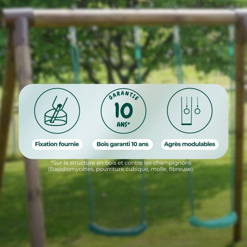 Soulet - Portique en bois rond 4 agrès avec corde et échelle ERNEST - Imagen 9