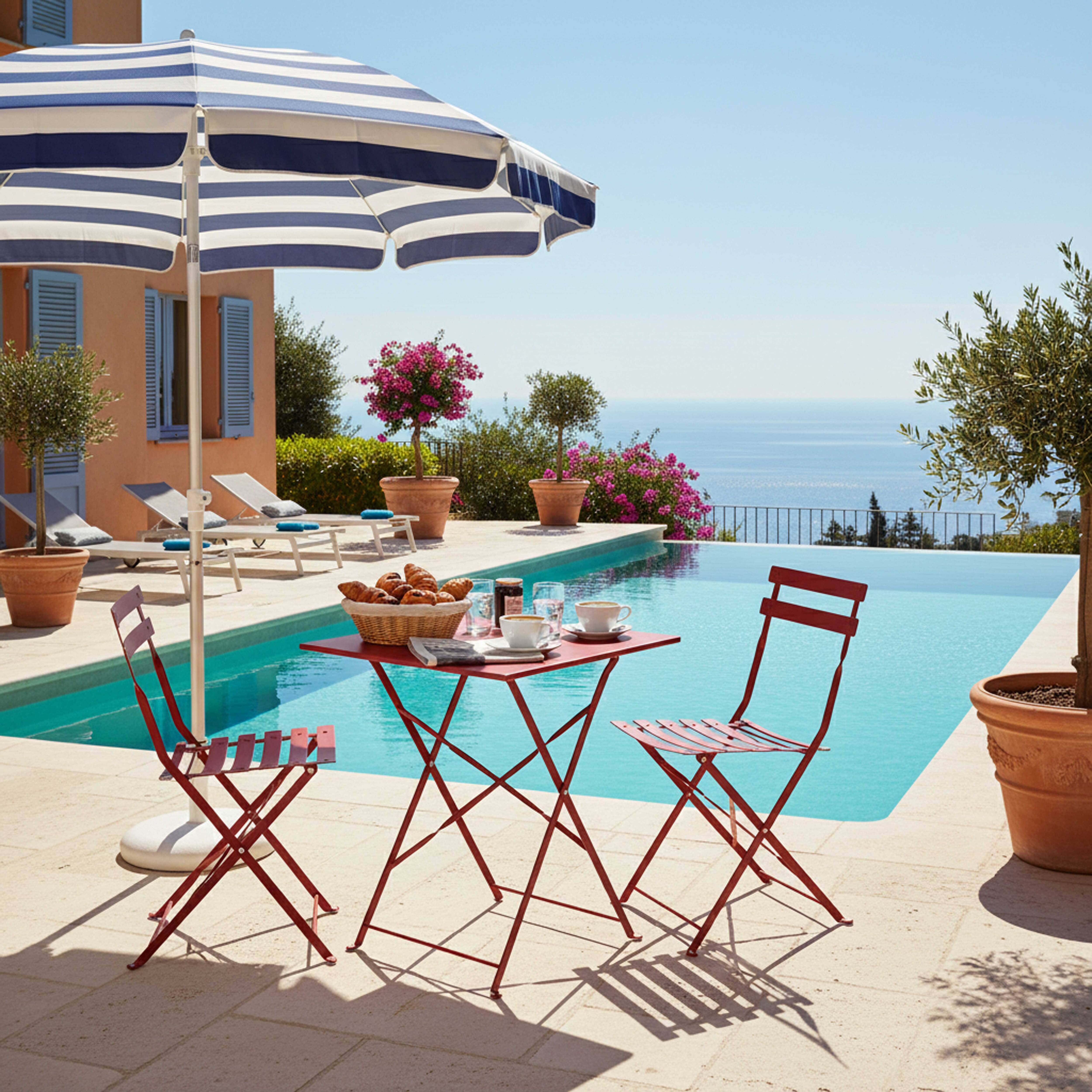 Oviala - Table de jardin pliante bistrot en acier 60 cm pourpre Rome - Oviala - Image 4