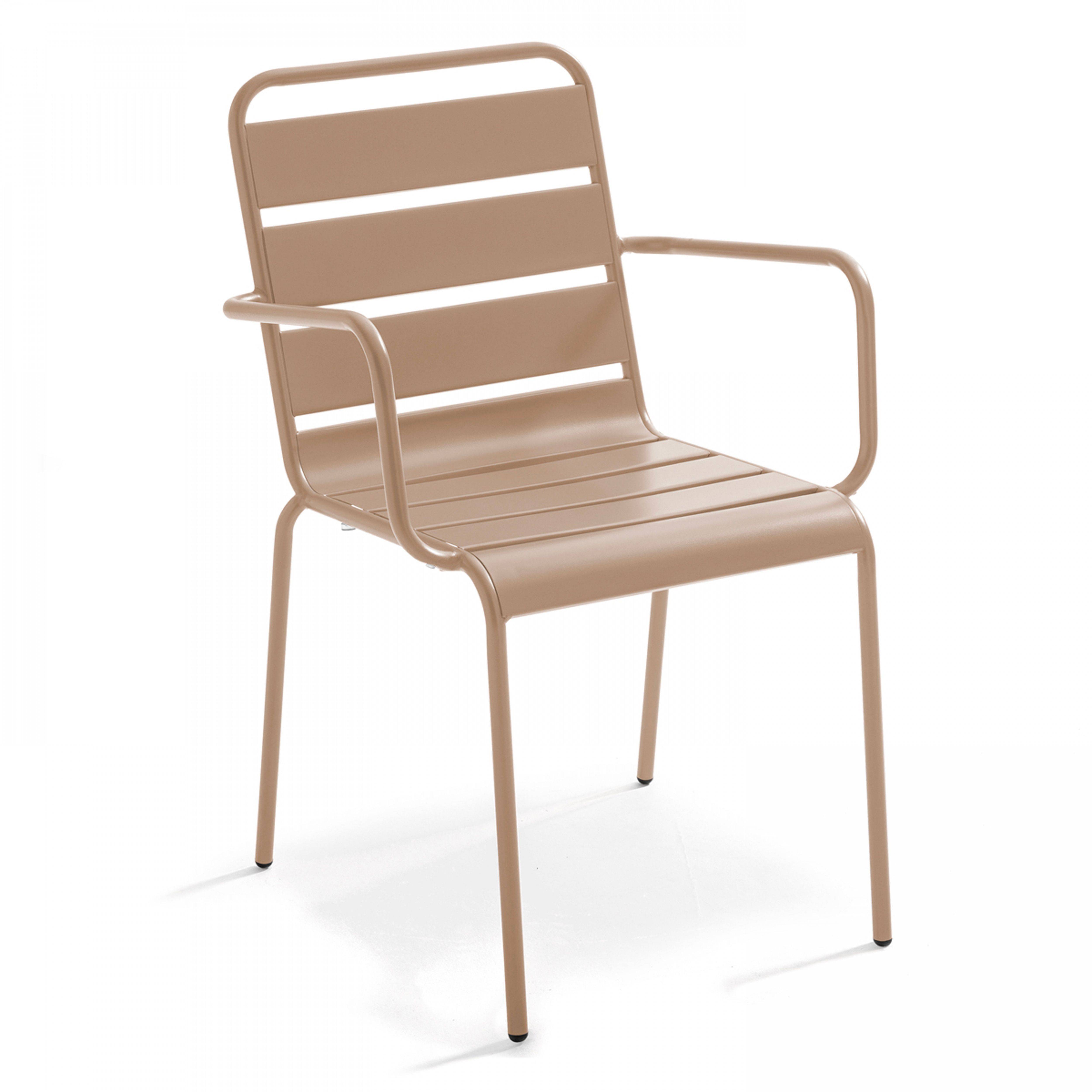 Oviala - Ensemble table de jardin et 8 fauteuils en métal taupe et gris Palavas - Oviala - Imagen 6