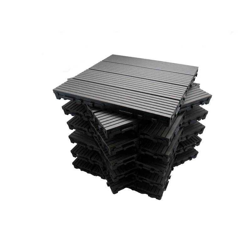 Pack dalle de terrasse 1m² bois composite modular (11 pièces 30 x 30 cm) - Coloris - Gris carbone, Largeur - 30 cm, Longueur - 30 cm - Image 1