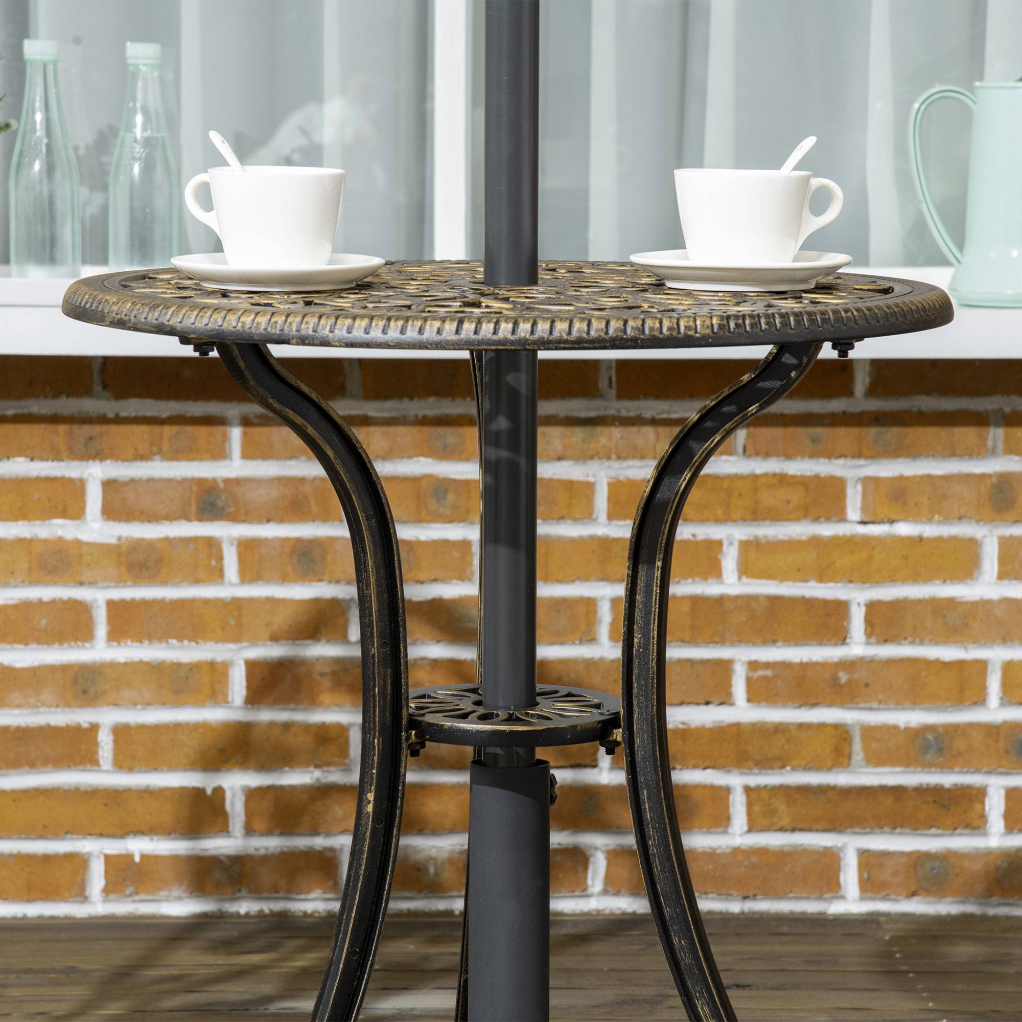 Outsunny - Ensemble bistrot de jardin 2 personnes 3 pièces aluminium aspect fer forgé - Outsunny - Imagen 7