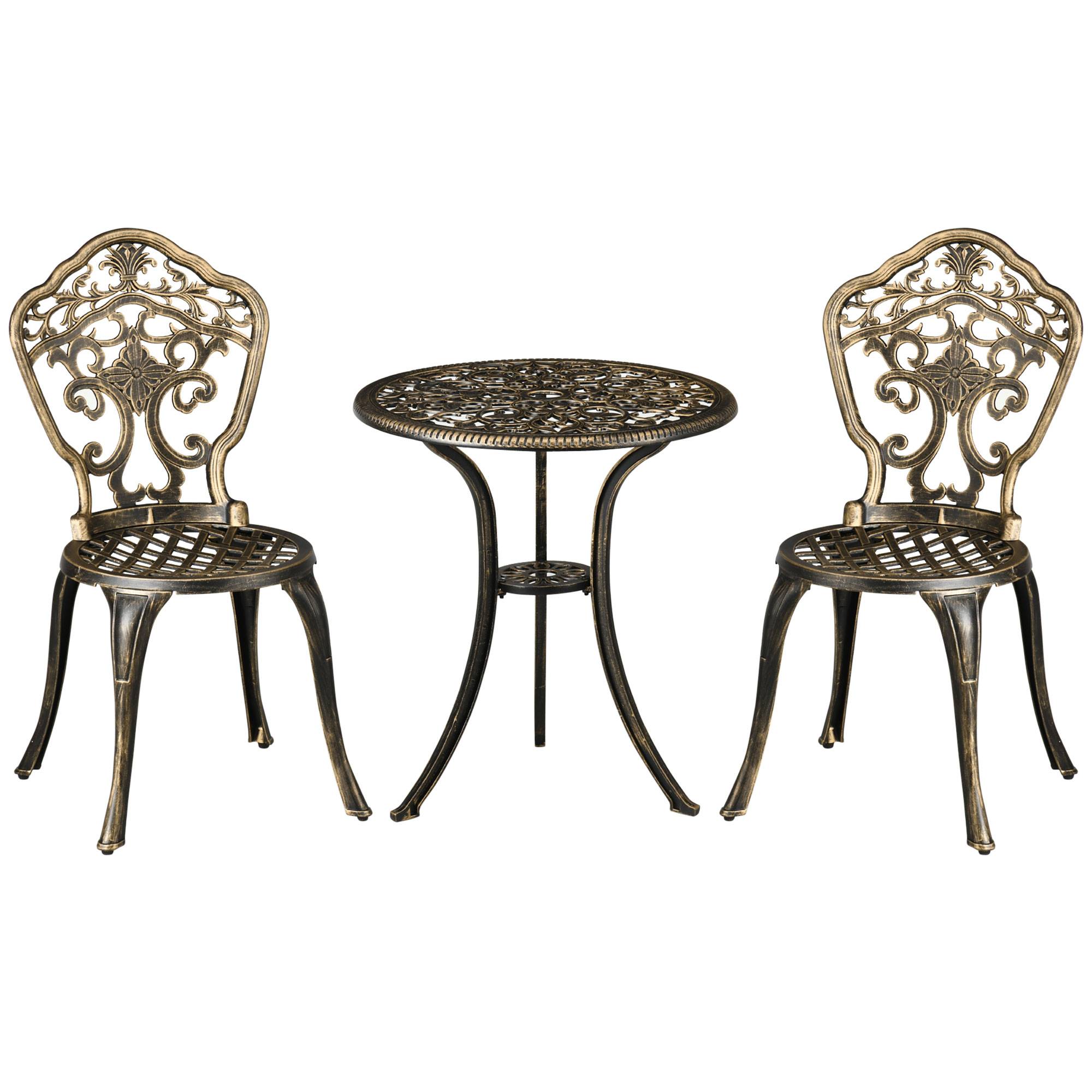 Outsunny - Ensemble bistrot de jardin 2 personnes 3 pièces aluminium aspect fer forgé - Outsunny - Imagen 1