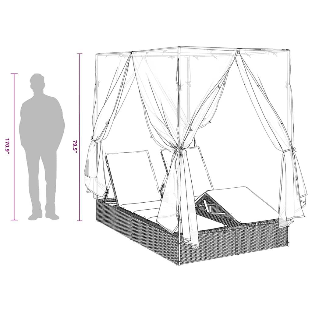 Vidaxl - Transat double Noir polyrotin vidaXL 3376134 - Image 3