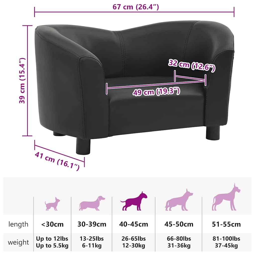 Vidaxl - Canapé pour chien Noir 67x41x39 cm Similicuir vidaXL 170946 - Imagen 3