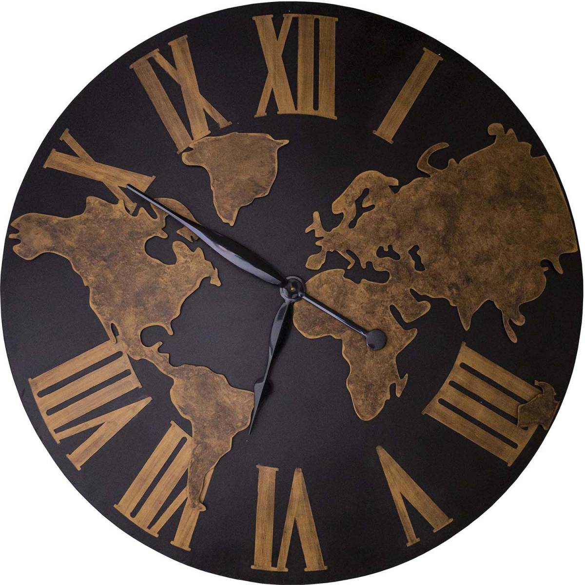 Antic Line Creations - Pendule ronde en fer Mappemonde 120 cm
