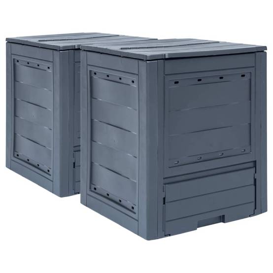 Composteurs de jardin plastique gris 60 x 60 x 73 cm, poids:11.08kg - PANGIVO - Image 1