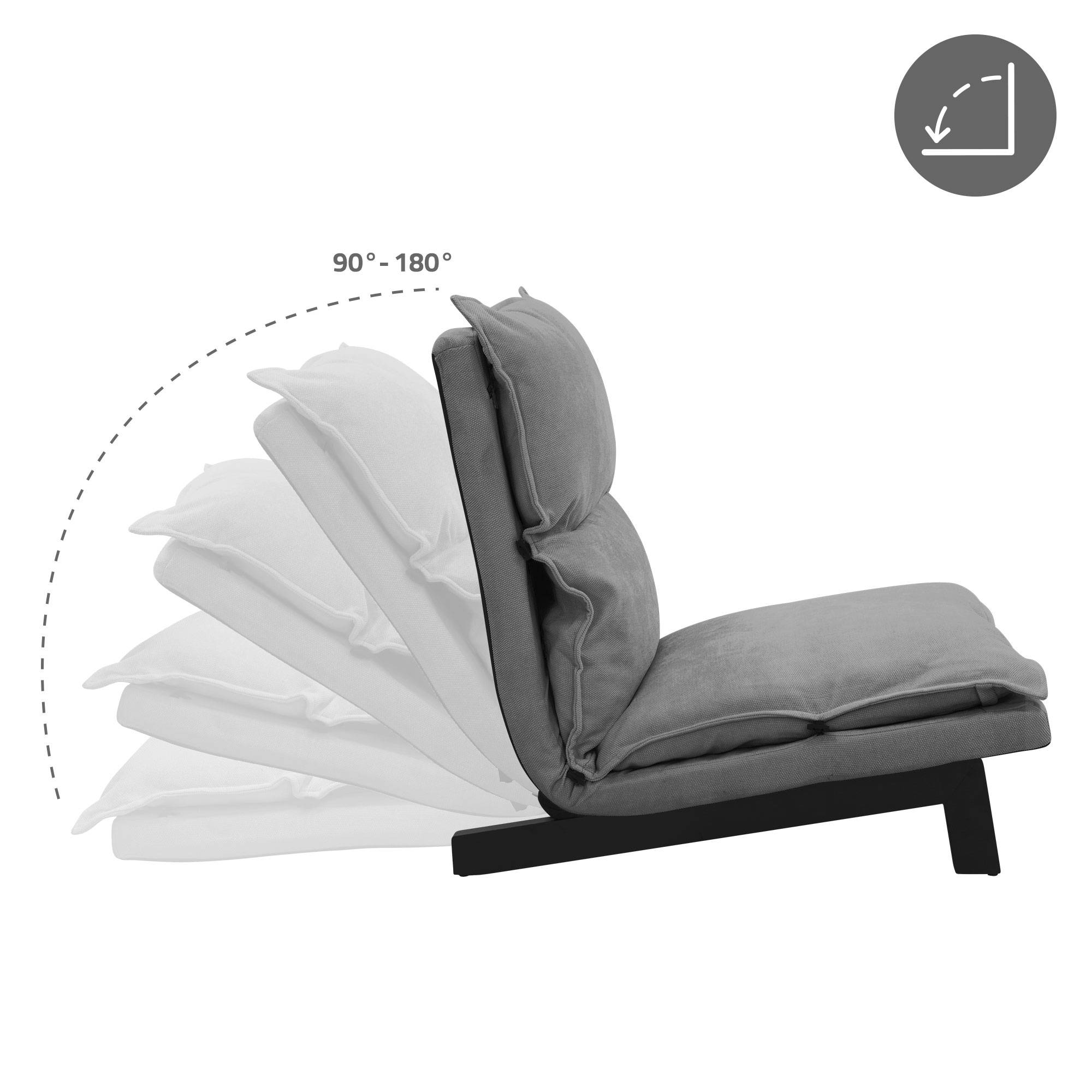 Ml-Design - Fauteuil de relaxation de sol gris revêtement en lin rembourrage doux en polyester et structure robuste en acier dossier inclinable en 5 positions - Image 6