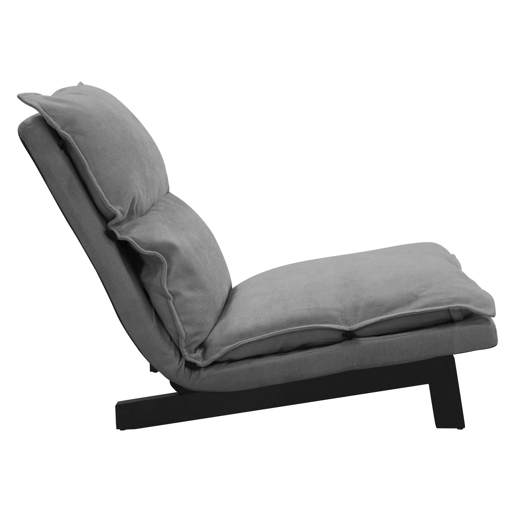Ml-Design - Fauteuil de relaxation de sol gris revêtement en lin rembourrage doux en polyester et structure robuste en acier dossier inclinable en 5 positions - Image 3